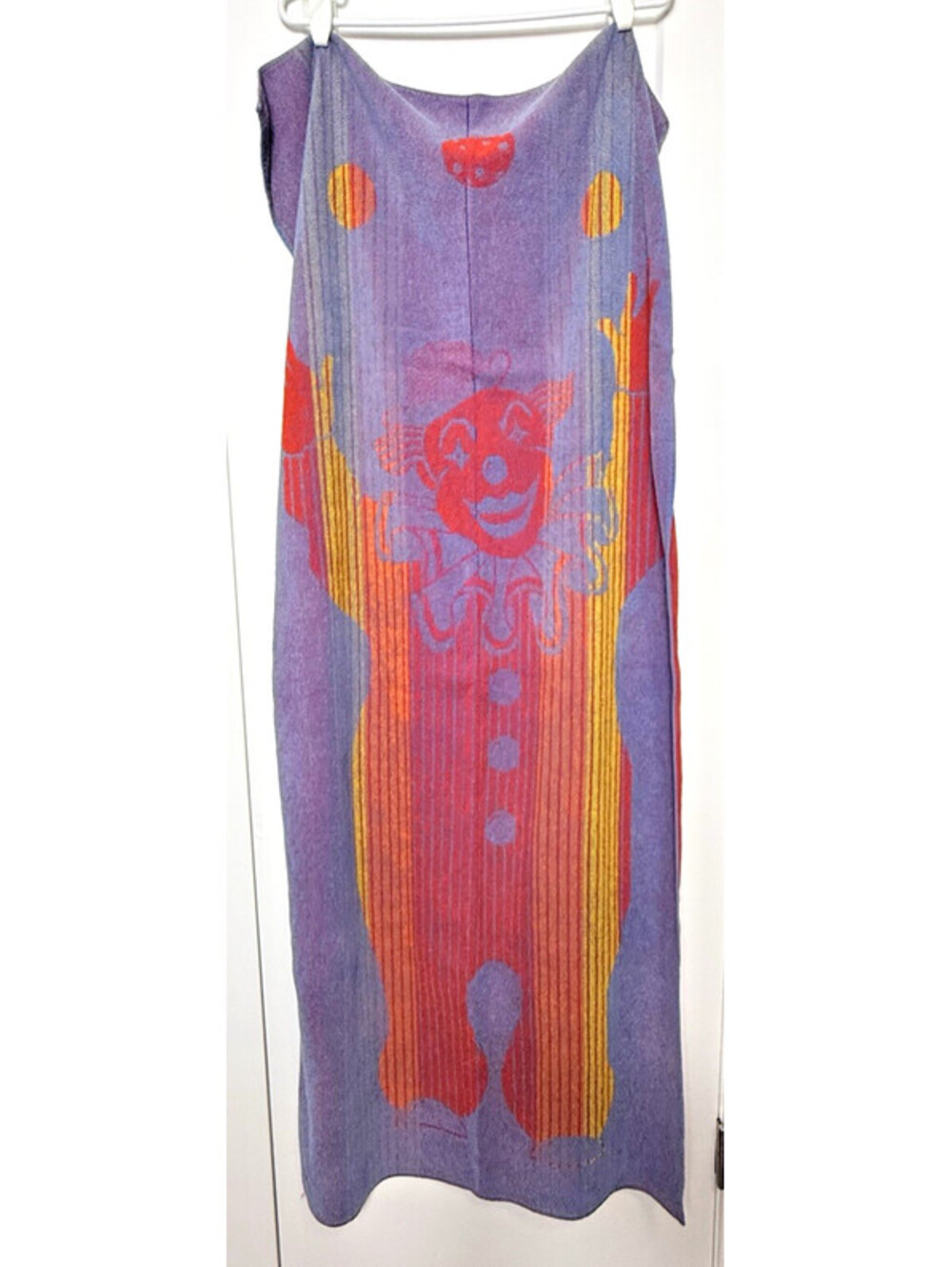 Vtg Juggling Clown Circus Colorful Beach Bath Towel 57" x 27" Poland 100% Cotton